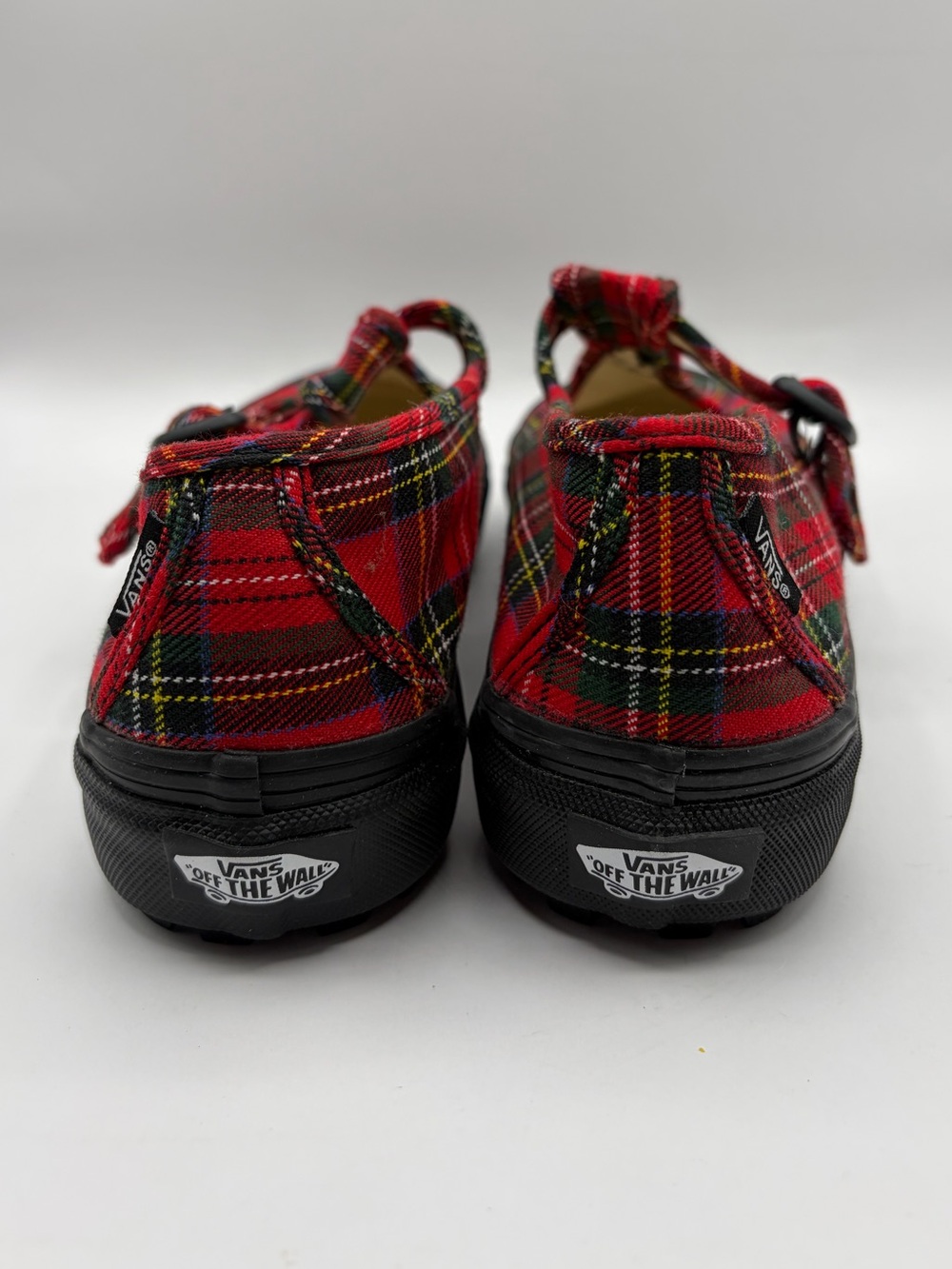Vans Shoes Womens Size 9.5 Red Plaid Canvas Mary Jane Buckle Strap Casual - Picture 5 of 10